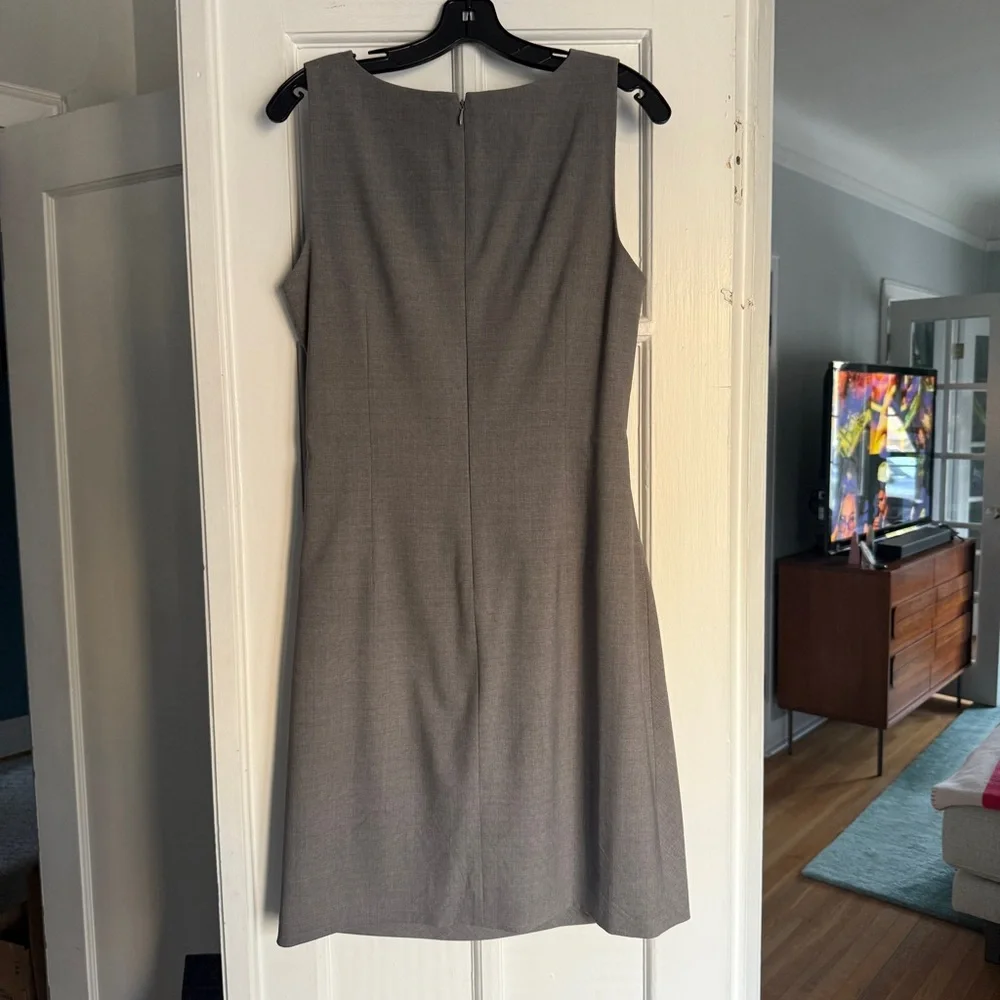 THEORY Light Gray Ruched Jarianna Wool Dress - Picture 7 of 10